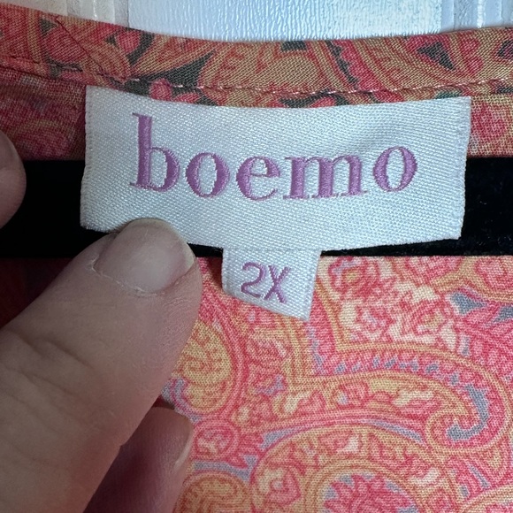 Boemo Revolve Boho Paisley Print Long‎ Sleeve Maxi Dress Size 2X Ruffle Tiered - Picture 5 of 5